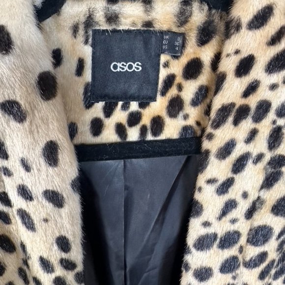 MOB WIFE! ASOS Leopard Print Faux Fur Coat, Size 4 - Picture 4 of 7